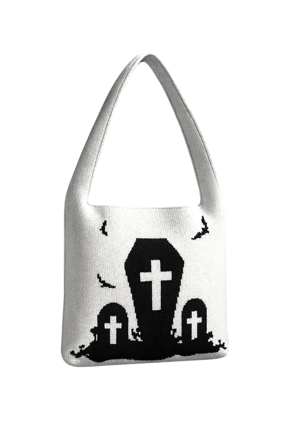 Cemetery Tombstone Knitted Shoulder Bag – Graveyard Goods