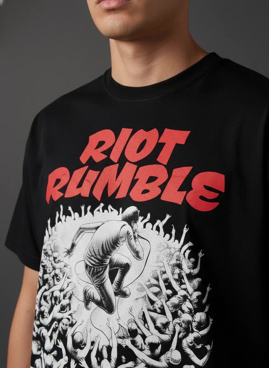 Rumble Riot Riot Rumble — Dark Graphic Tee India | Graveyard Goods – GRAVEYARD GOODS